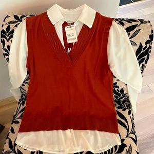 Nwt collared shirt with vest
